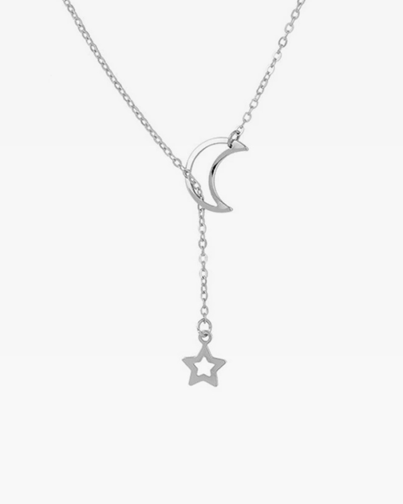 Y2K Star and Moon Necklace - Retro 90s Grunge, Pastel Goth, Y2K Popstar, Summer Fashion
