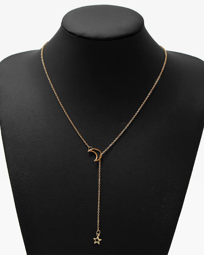Y2K Star and Moon Necklace - Retro 90s Grunge, Pastel Goth, Y2K Popstar, Summer Fashion