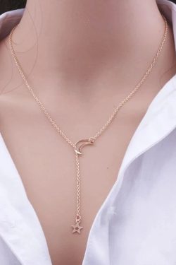Y2K Star and Moon Necklace - Retro 90s Grunge, Pastel Goth, Y2K Popstar, Summer Fashion