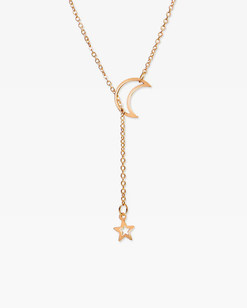 Y2K Star and Moon Necklace - Retro 90s Grunge, Pastel Goth, Y2K Popstar, Summer Fashion
