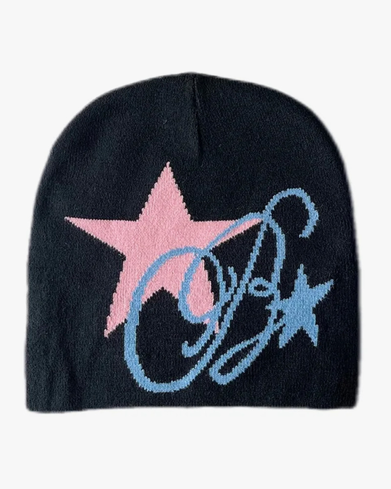Y2K Star Beanie - Retro 90s Grunge, Y2K Summer Outfits, Y2K Club & Party Fashion