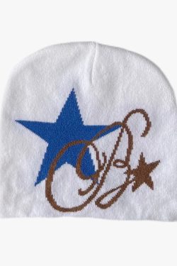 Y2K Star Beanie - Retro 90s Grunge, Y2K Summer Outfits, Y2K Club & Party Fashion