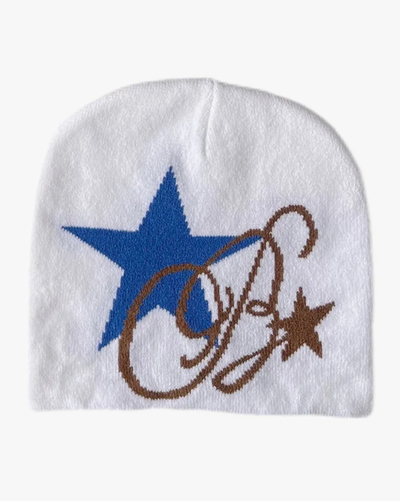 Y2K Star Beanie - Retro 90s Grunge, Y2K Summer Outfits, Y2K Club & Party Fashion
