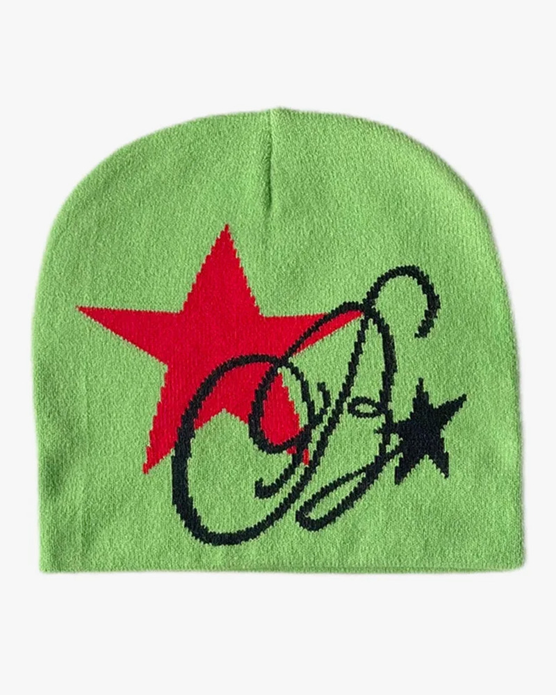 Y2K Star Beanie - Retro 90s Grunge, Y2K Summer Outfits, Y2K Club & Party Fashion