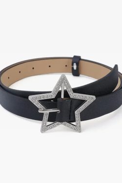 Y2K Star Buckle Belt - Retro 90s Grunge, Gothic, and Pastel Goth Fashion Accessory