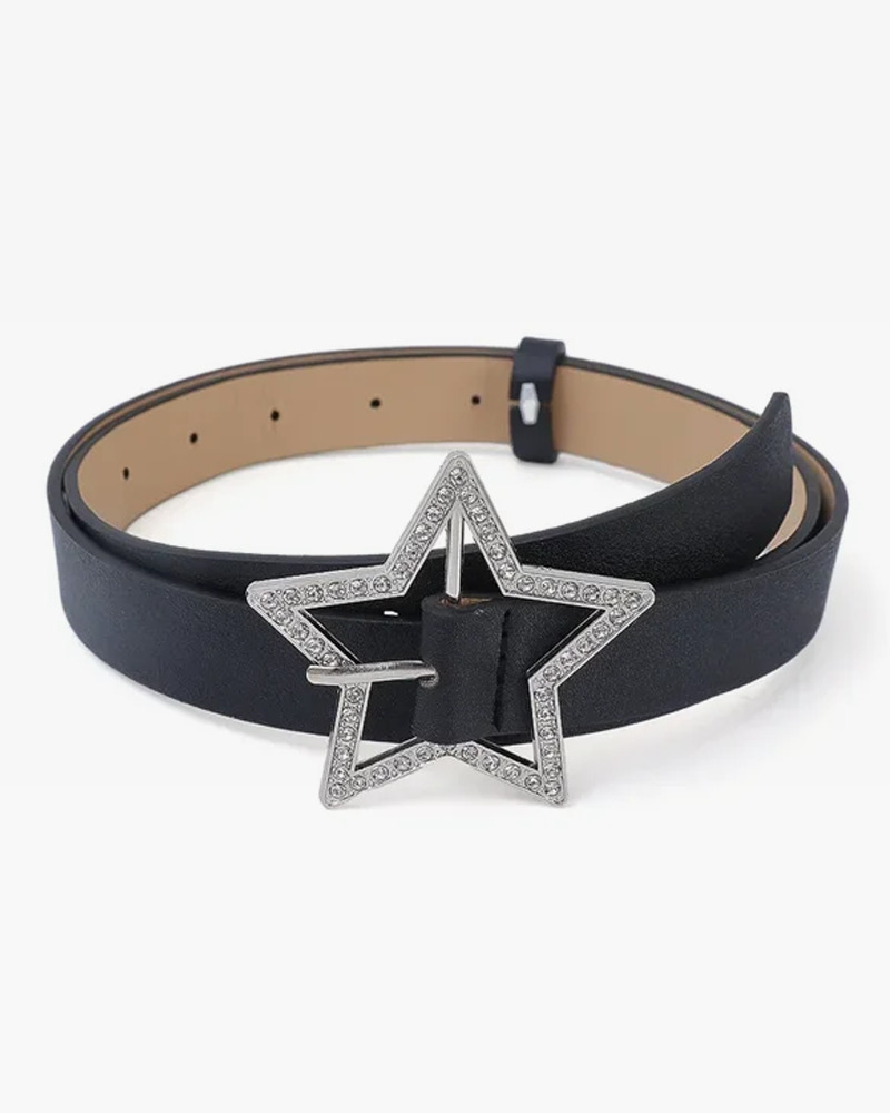 Y2K Star Buckle Belt - Retro 90s Grunge, Gothic, and Pastel Goth Fashion Accessory