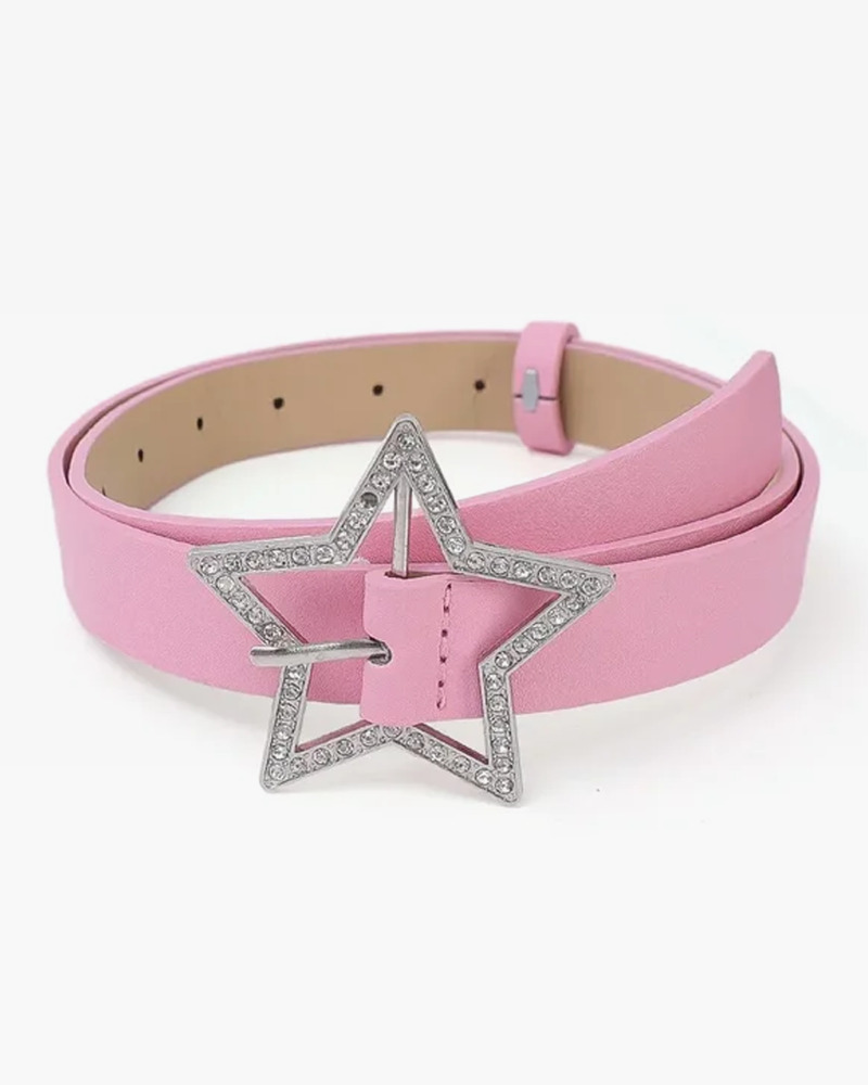 Y2K Star Buckle Belt - Retro 90s Grunge, Gothic, and Pastel Goth Fashion Accessory