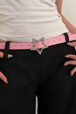 Y2K Star Buckle Belt - Retro 90s Grunge, Gothic, and Pastel Goth Fashion Accessory