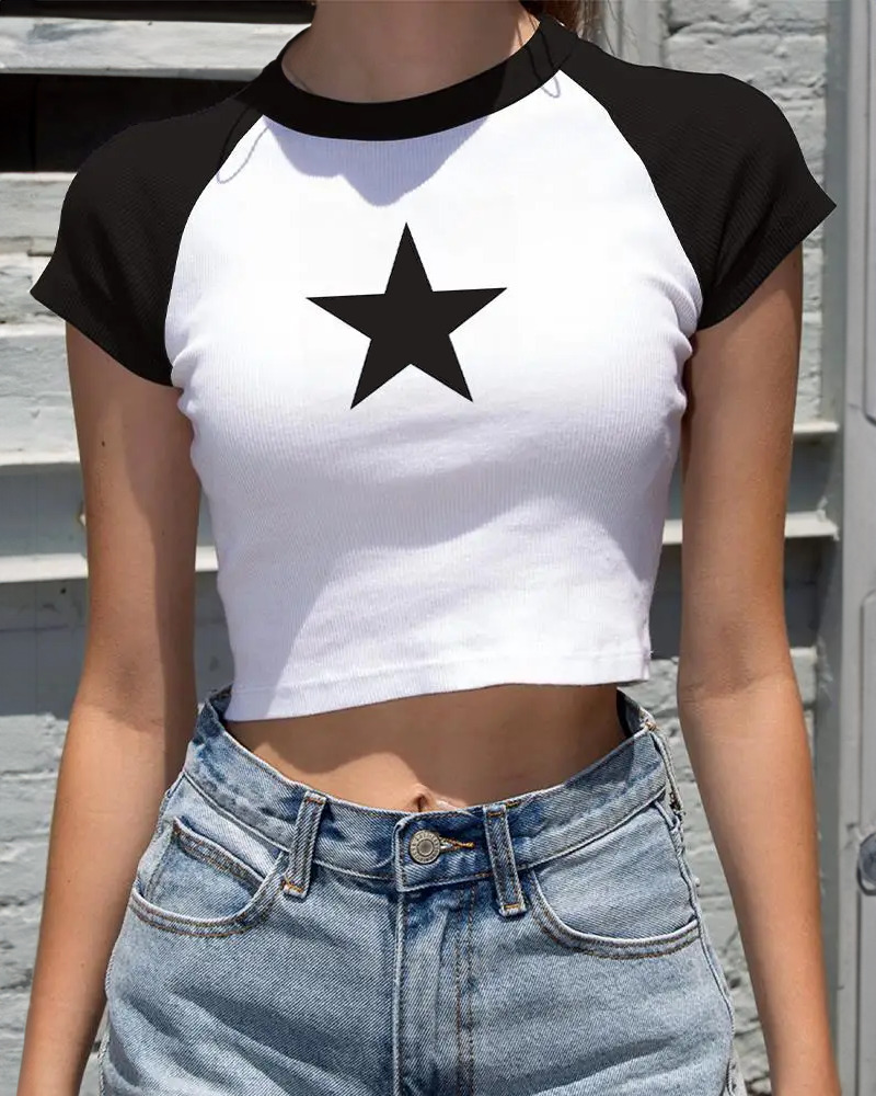 Y2K Star Crop Top - 90s Grunge, Retro Summer, Pastel Goth, Y2K Party & Club Outfits
