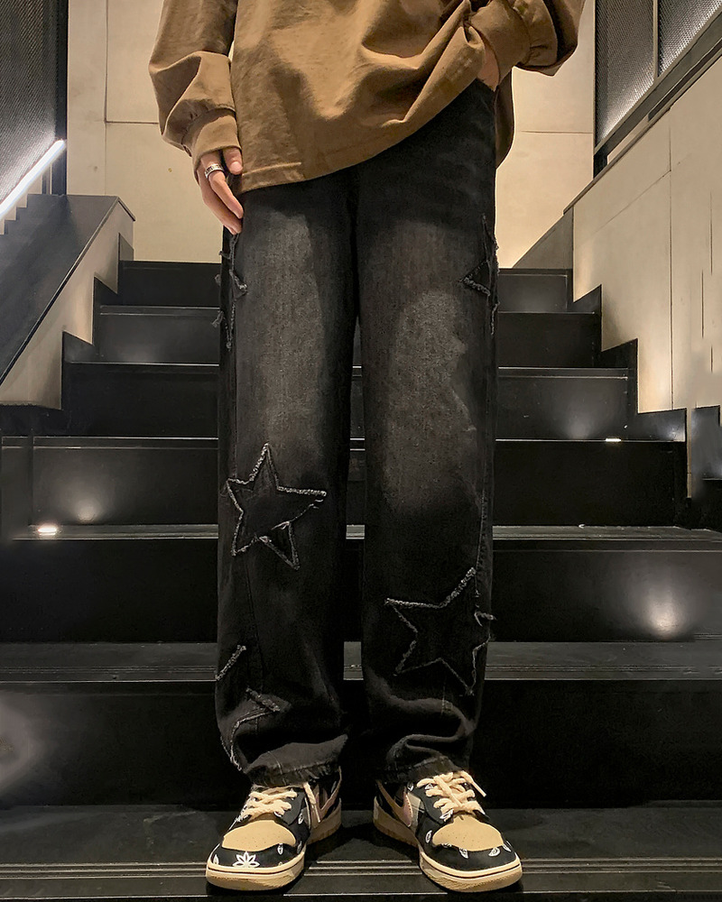 Y2K Star Embroidered Jeans - 90s Grunge, Retro, Summer, Party, and Club Outfits for Women