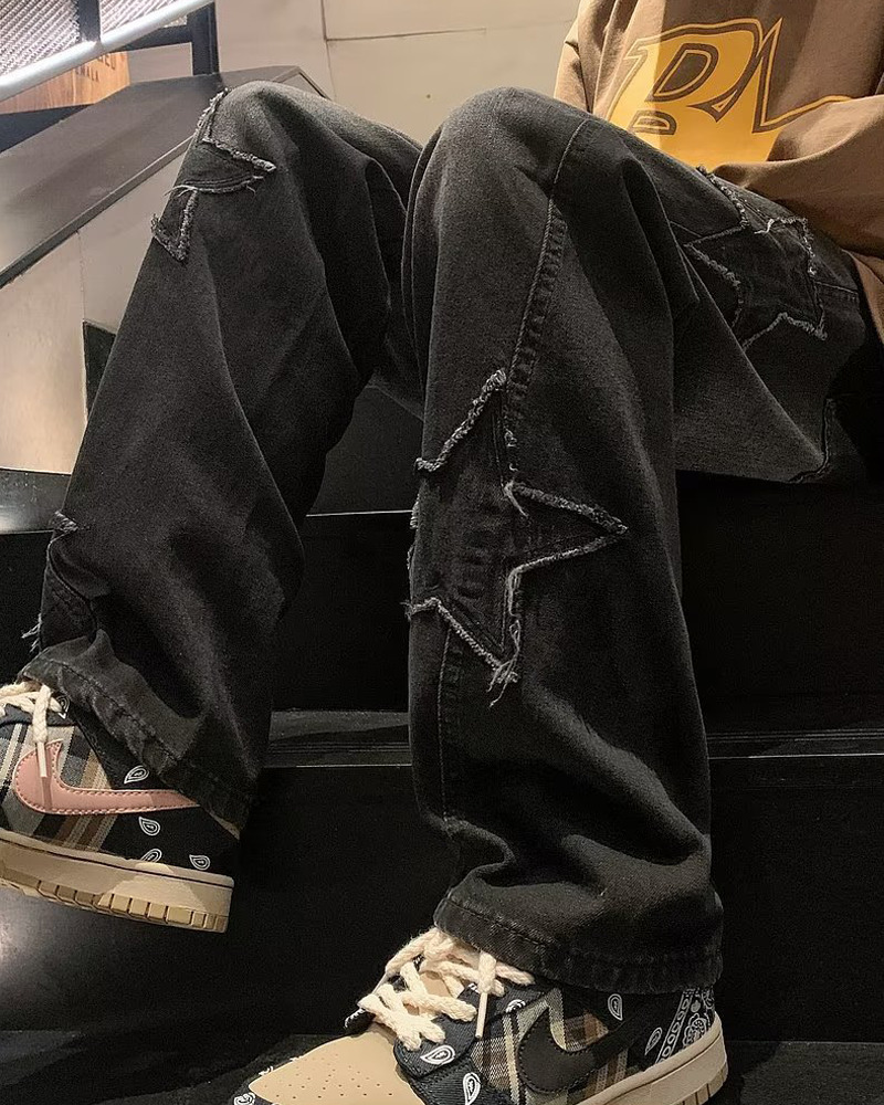 Y2K Star Embroidered Jeans - 90s Grunge, Retro, Summer, Party, and Club Outfits for Women