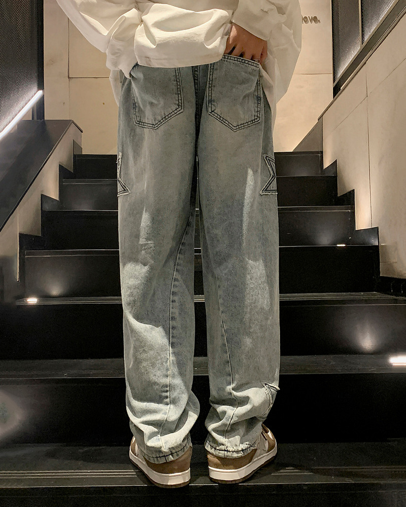 Y2K Star Embroidered Jeans - 90s Grunge, Retro, Summer, Party, and Club Outfits for Women