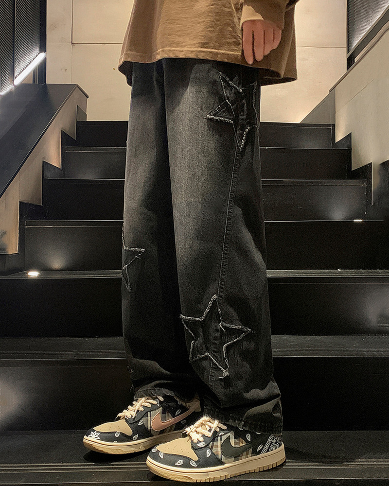 Y2K Star Embroidered Jeans - 90s Grunge, Retro, Summer, Party, and Club Outfits for Women