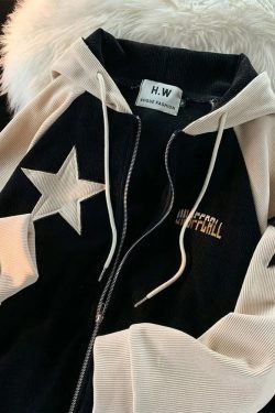 Y2K Star Hoodie - Retro 90s Grunge, Summer Outfits, Popstar & Party Fashion