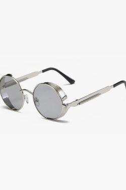 Y2K Steampunk Round Sunglasses - Retro 90s Grunge, Gothic, and Pastel Goth Fashion Accessory