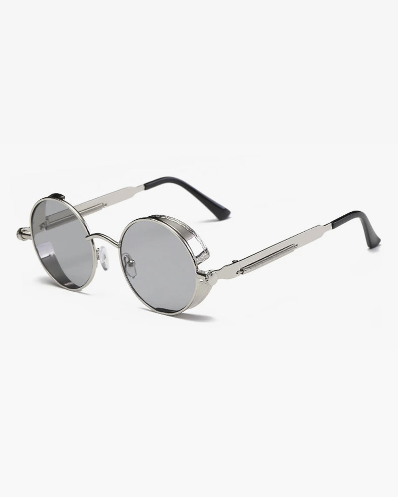 Y2K Steampunk Round Sunglasses - Retro 90s Grunge, Gothic, and Pastel Goth Fashion Accessory