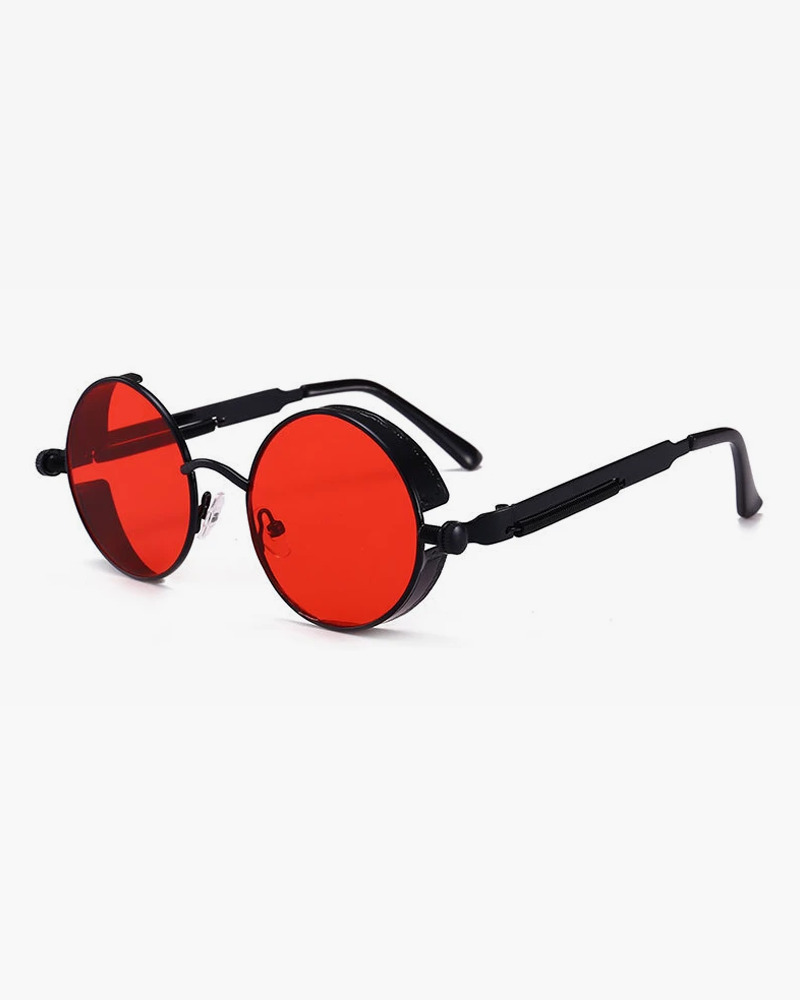 Y2K Steampunk Round Sunglasses - Retro 90s Grunge, Gothic, and Pastel Goth Fashion Accessory