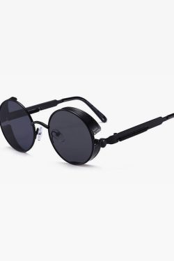 Y2K Steampunk Round Sunglasses - Retro 90s Grunge, Gothic, and Pastel Goth Fashion Accessory