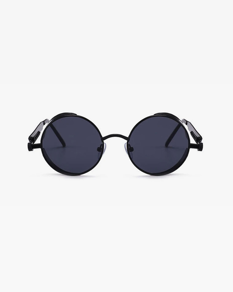 Y2K Steampunk Round Sunglasses - Retro 90s Grunge, Gothic, and Pastel Goth Fashion Accessory