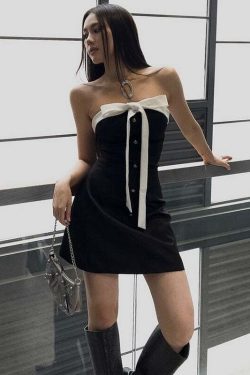 Y2K Strapless Bow Mini Dress - Retro 90s Grunge Summer Outfit, Perfect for Parties & Clubbing