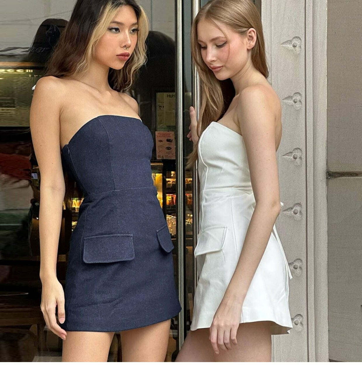 Y2K Strapless Mini Dress - 90s Grunge, Retro Summer Outfit, Y2K Party & Club Fashion