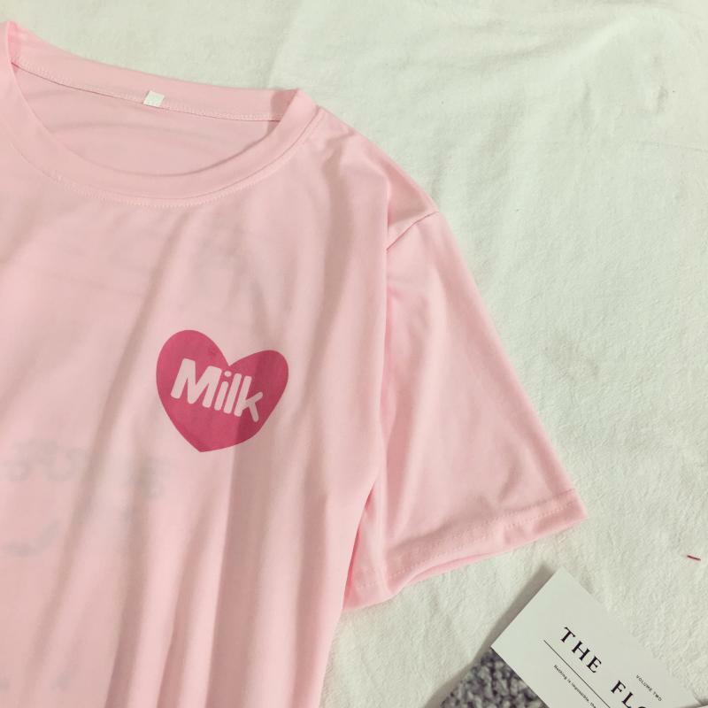 Y2K Strawberry Milk Shirt - 90s Grunge, Retro Summer, Pastel Goth, Y2K Club & Party Outfits