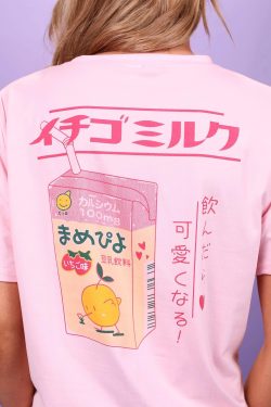 Y2K Strawberry Milk Shirt - 90s Grunge, Retro Summer, Pastel Goth, Y2K Club & Party Outfits