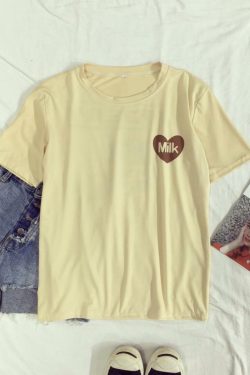 Y2K Strawberry Milk Shirt - 90s Grunge, Retro Summer, Pastel Goth, Y2K Club & Party Outfits