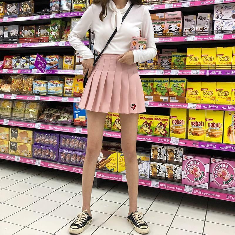 Y2K Strawberry Skirt - 90s Grunge, Retro Summer Outfit, Pastel Goth, Y2K Fashion Essentials