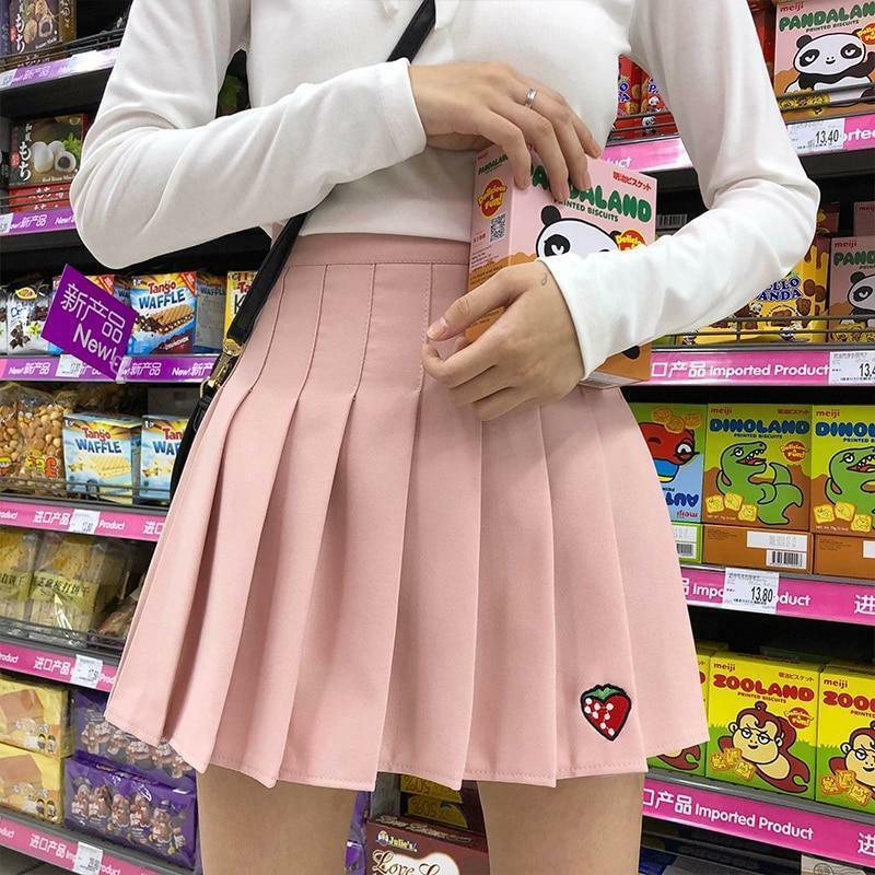 Y2K Strawberry Skirt - 90s Grunge, Retro Summer Outfit, Pastel Goth, Y2K Fashion Essentials
