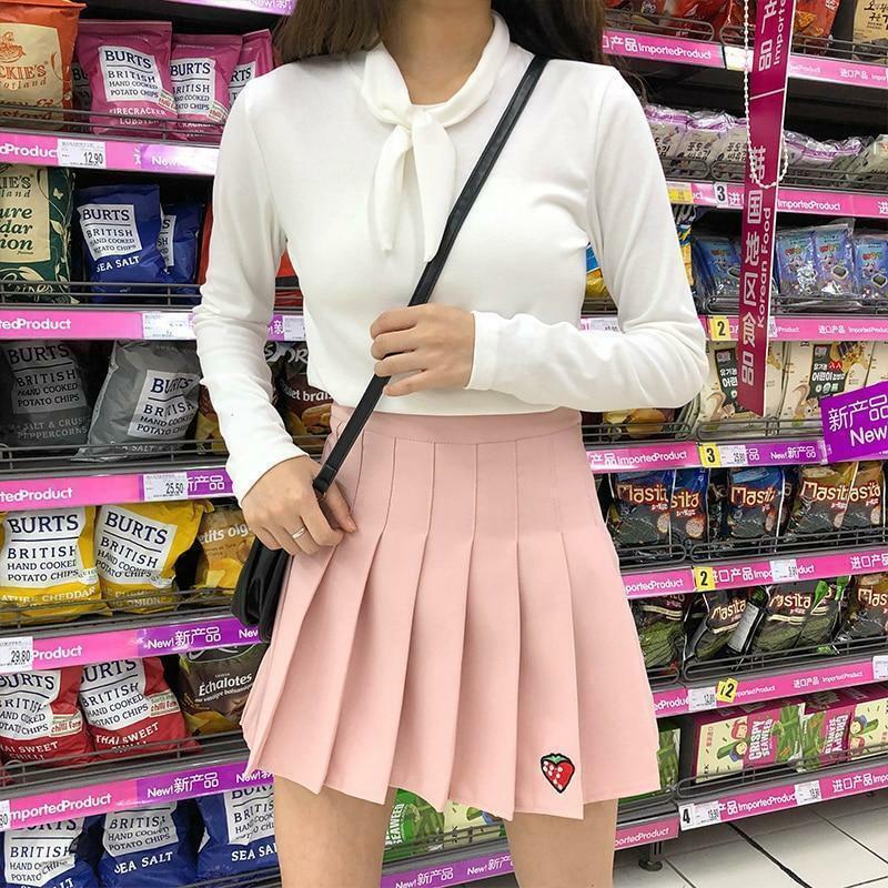 Y2K Strawberry Skirt - 90s Grunge, Retro Summer Outfit, Pastel Goth, Y2K Fashion Essentials