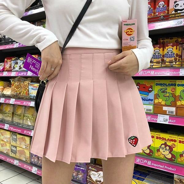 Y2K Strawberry Skirt - 90s Grunge, Retro Summer Outfit, Pastel Goth, Y2K Fashion Essentials