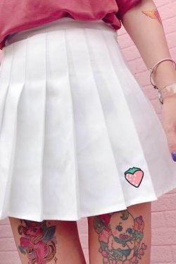 Y2K Strawberry Skirt - Retro 90s Grunge, Summer Y2K Outfits, Pastel Goth, Y2K Party Fashion