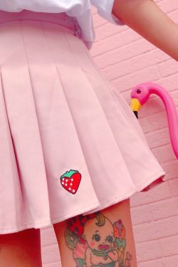 Y2K Strawberry Skirt - Retro 90s Grunge, Summer Y2K Outfits, Pastel Goth, Y2K Party Fashion