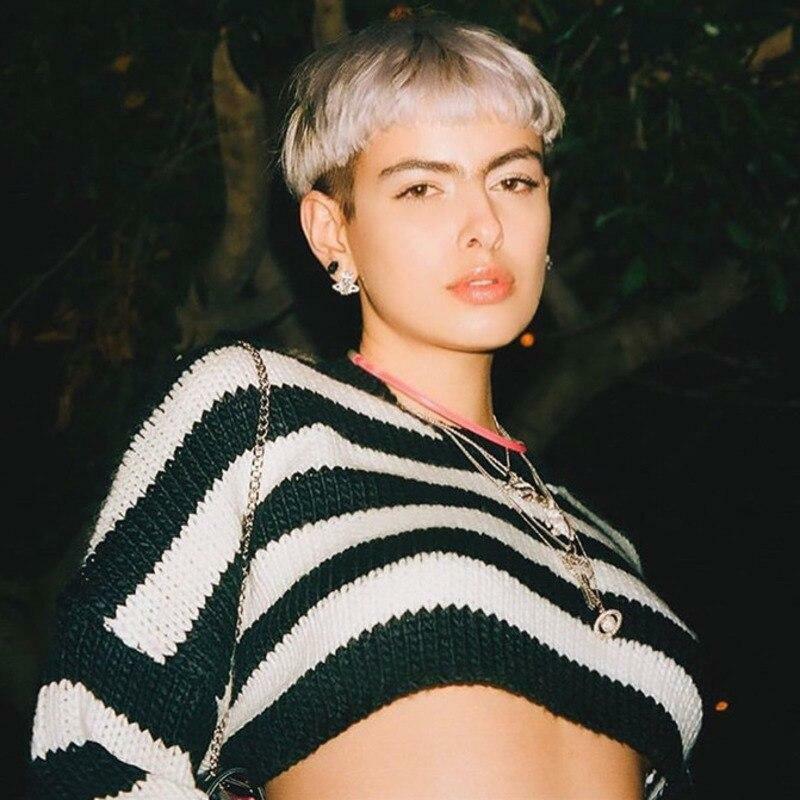 Y2K Striped Cropped Sweater - 90s Grunge, Retro Summer, Pastel Goth, Y2K Club Outfit
