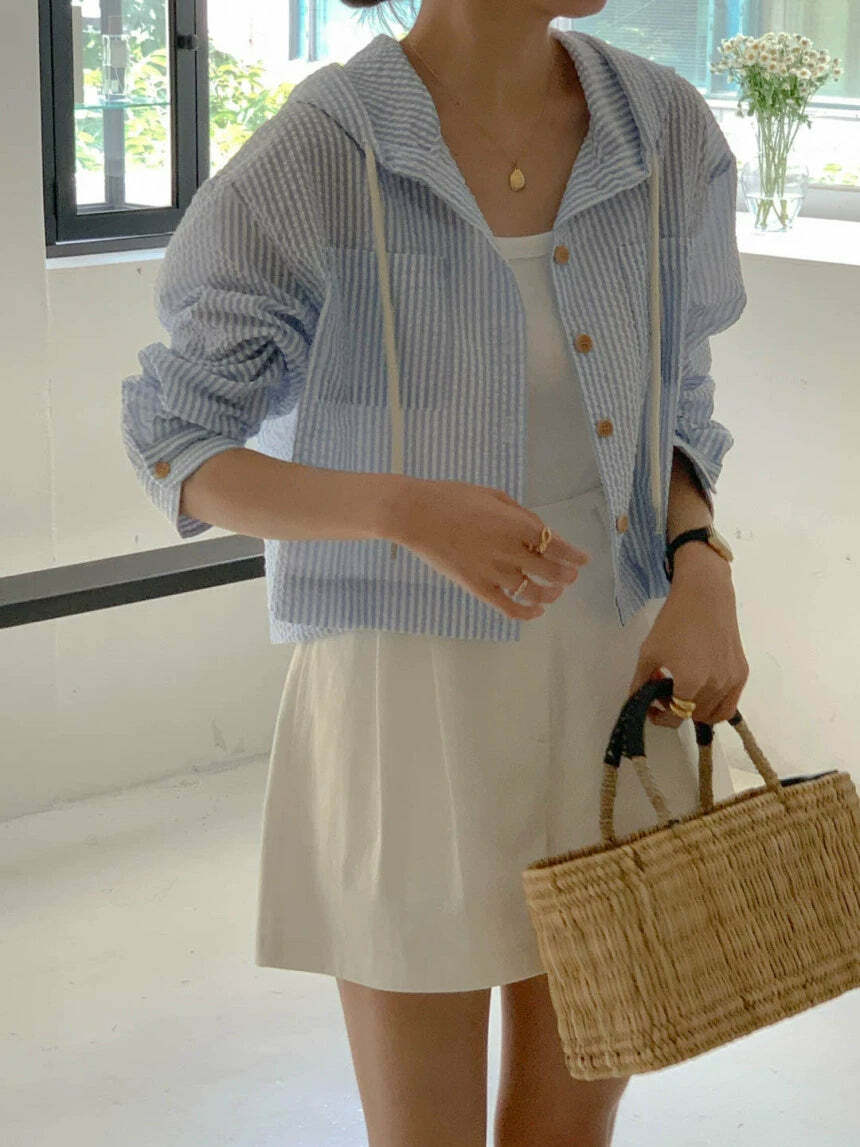Y2K Striped Shirt - Retro 90s Grunge, Summer Y2K Outfits, Pastel Goth, Y2K Club Fashion