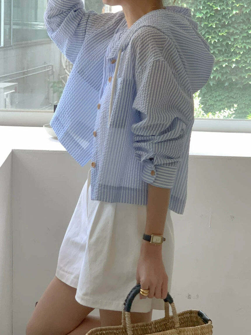 Y2K Striped Shirt - Retro 90s Grunge, Summer Y2K Outfits, Pastel Goth, Y2K Club Fashion
