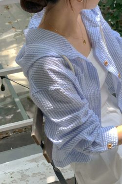 Y2K Striped Shirt - Retro 90s Grunge, Summer Y2K Outfits, Pastel Goth, Y2K Club Fashion