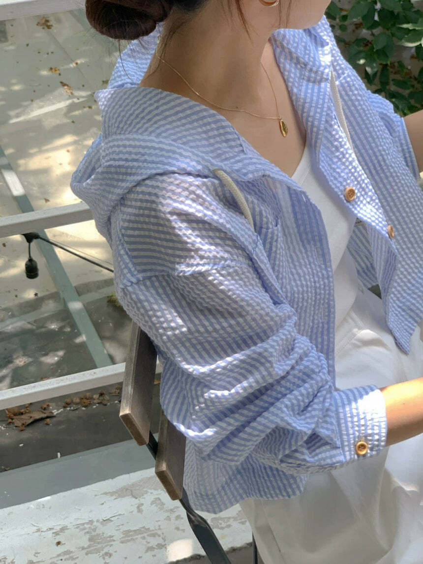 Y2K Striped Shirt - Retro 90s Grunge, Summer Y2K Outfits, Pastel Goth, Y2K Club Fashion
