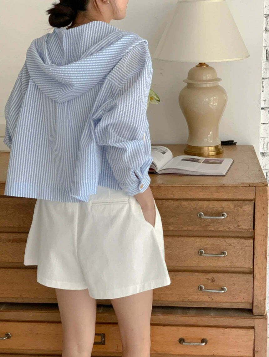 Y2K Striped Shirt - Retro 90s Grunge, Summer Y2K Outfits, Pastel Goth, Y2K Club Fashion