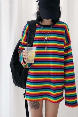 Y2K Striped Sleeved Shirt - Retro 90s Grunge, Summer Outfits, Popstar & Club Fashion