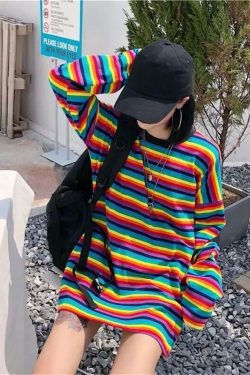 Y2K Striped Sleeved Shirt - Retro 90s Grunge, Summer Outfits, Popstar & Club Fashion