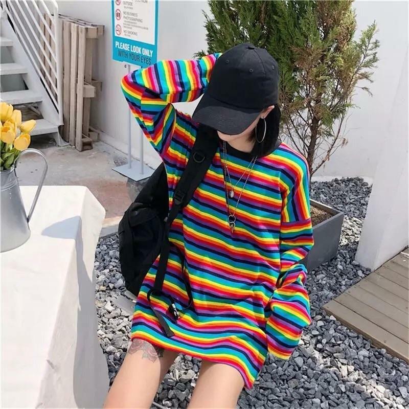 Y2K Striped Sleeved Shirt - Retro 90s Grunge, Summer Outfits, Popstar & Club Fashion