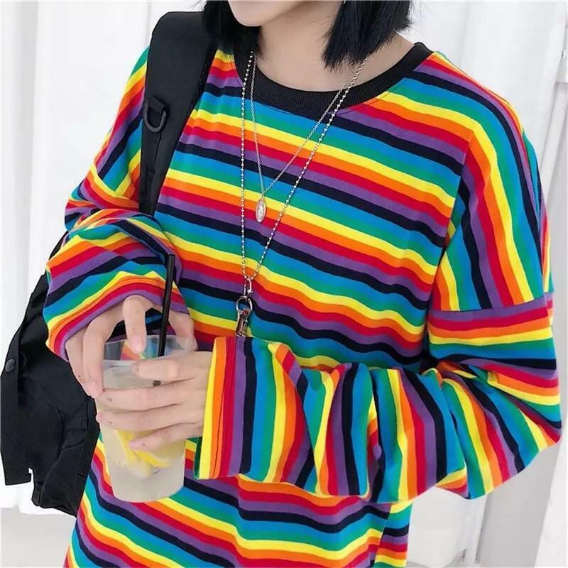 Y2K Striped Sleeved Shirt - Retro 90s Grunge, Summer Outfits, Popstar & Club Fashion