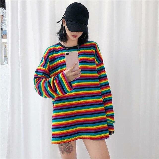 Y2K Striped Sleeved Shirt - Retro 90s Grunge, Summer Outfits, Popstar & Club Fashion
