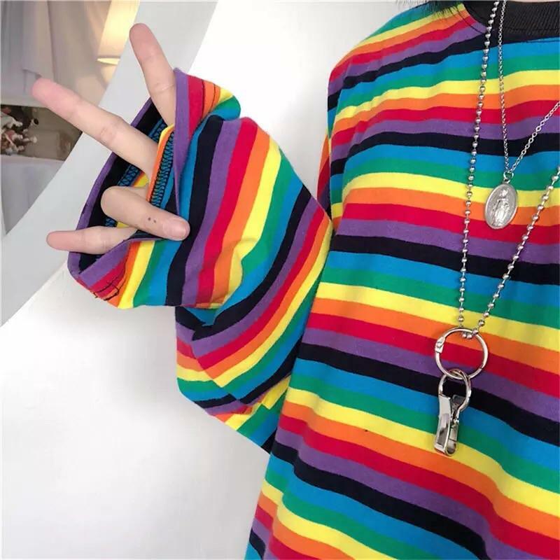 Y2K Striped Sleeved Shirt - Retro 90s Grunge, Summer Outfits, Popstar & Club Fashion