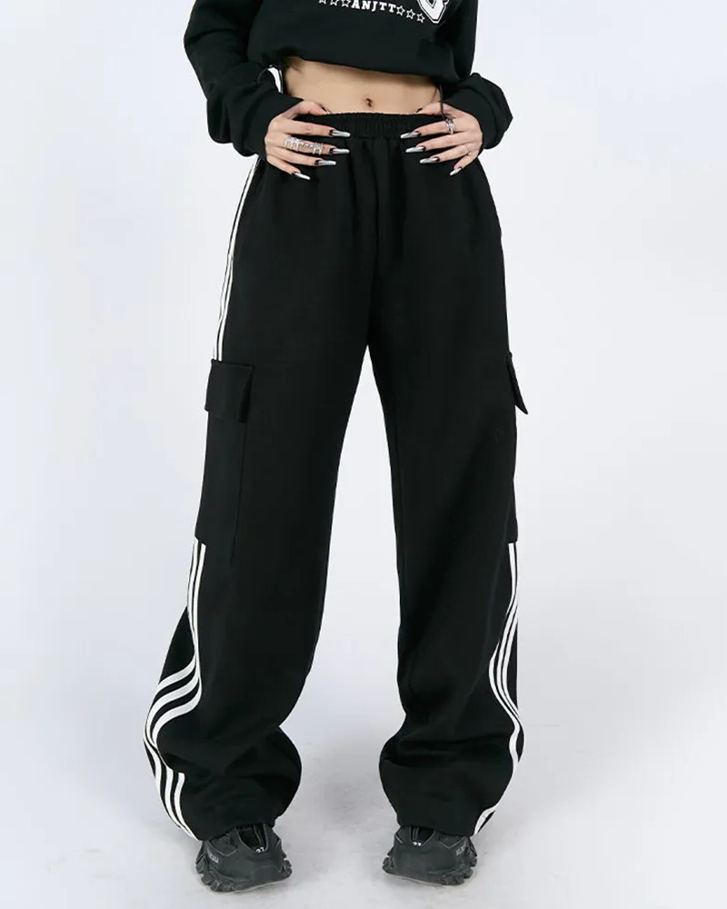 Y2K Striped Sweatpants - Retro 90s Grunge, Summer Outfits, Hip Hop Fashion, Pastel Goth Style
