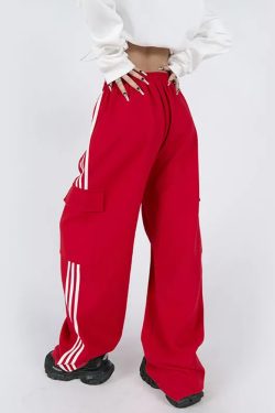 Y2K Striped Sweatpants - Retro 90s Grunge, Summer Outfits, Hip Hop Fashion, Pastel Goth Style