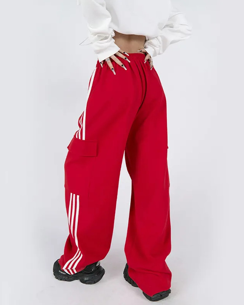Y2K Striped Sweatpants - Retro 90s Grunge, Summer Outfits, Hip Hop Fashion, Pastel Goth Style