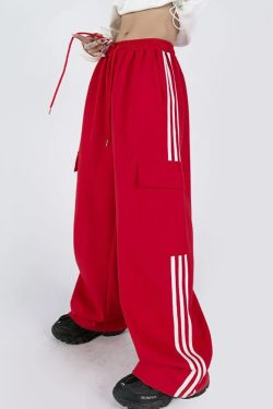 Y2K Striped Sweatpants - Retro 90s Grunge, Summer Outfits, Hip Hop Fashion, Pastel Goth Style